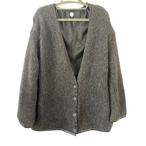 Gray Women's V-Neck Button Cardigan Sweater